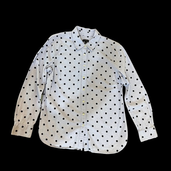 Talbots Shirt Size Small Cotton Button Down Blue Dotted Long Sleeve - Picture 3 of 12